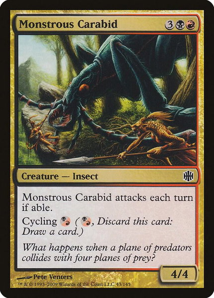 Monstrous Carabid trading card from Alara Reborn Monstrous Carabid - Alara Reborn Magic: The Gathering trading card