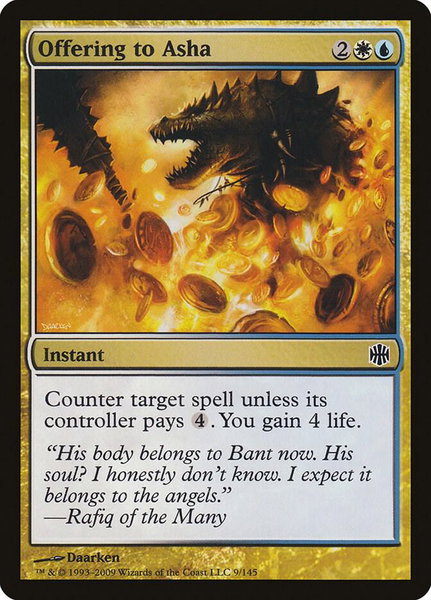 Offering to Asha trading card from Alara Reborn Offering to Asha - Alara Reborn Magic: The Gathering trading card