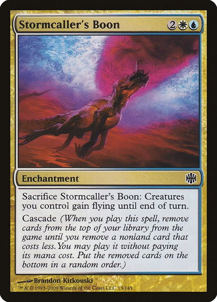 Stormcaller's Boon trading card from Alara Reborn Stormcaller's Boon - Alara Reborn Magic: The Gathering trading card