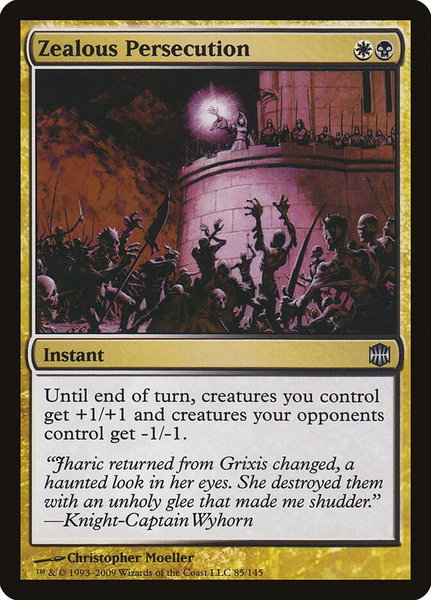 Zealous Persecution trading card from Alara Reborn Zealous Persecution - Alara Reborn Magic: The Gathering trading card