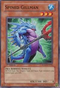 Spined Gillman trading card from Raging Battle Spined Gillman - Raging Battle YuGiOh trading card