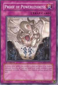 Proof of Powerlessness - Raging Battle YuGiOh trading card