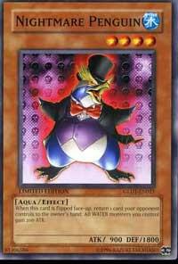 Nightmare Penguin trading card from Gold Series 2008 Nightmare Penguin - Gold Series 2008 YuGiOh trading card