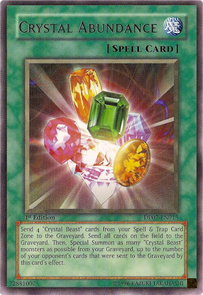Crystal Abundance trading card from Duelist Pack 7: Jesse Anderson Crystal Abundance - Duelist Pack 7: Jesse Anderson YuGiOh trading card
