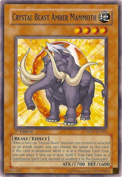 Crystal Beast Amber Mammoth trading card from Duelist Pack 7: Jesse Anderson Crystal Beast Amber Mammoth - Duelist Pack 7: Jesse Anderson YuGiOh trading card