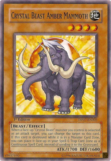 Crystal Beast Amber Mammoth trading card from Duelist Pack 7: Jesse Anderson Crystal Beast Amber Mammoth - Duelist Pack 7: Jesse Anderson YuGiOh trading card
