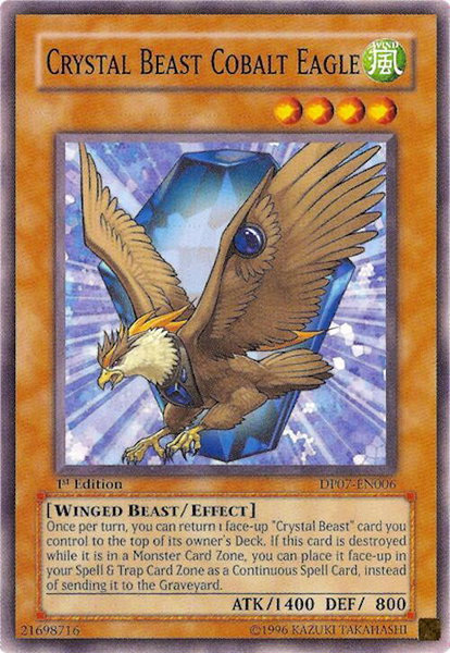 Crystal Beast Cobalt Eagle trading card from Duelist Pack 7: Jesse Anderson Crystal Beast Cobalt Eagle - Duelist Pack 7: Jesse Anderson YuGiOh trading card