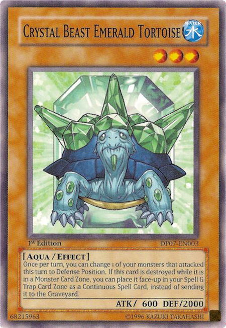 Crystal Beast Emerald Tortoise trading card from Duelist Pack 7: Jesse Anderson Crystal Beast Emerald Tortoise - Duelist Pack 7: Jesse Anderson YuGiOh trading card