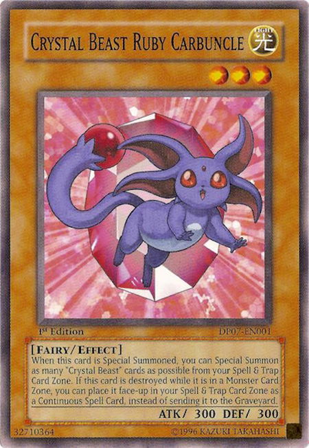 Crystal Beast Ruby Carbuncle trading card from Duelist Pack 7: Jesse Anderson Crystal Beast Ruby Carbuncle - Duelist Pack 7: Jesse Anderson YuGiOh trading card