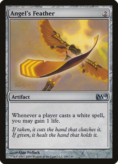 Angel's Feather trading card from Magic 2010 (M10) Angel's Feather - Magic 2010 (M10) Magic: The Gathering trading card