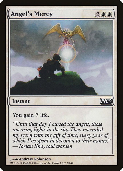 Angel's Mercy trading card from Magic 2010 (M10) Angel's Mercy - Magic 2010 (M10) Magic: The Gathering trading card