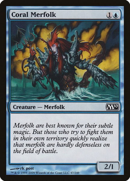 Coral Merfolk trading card from Magic 2010 (M10) Coral Merfolk - Magic 2010 (M10) Magic: The Gathering trading card