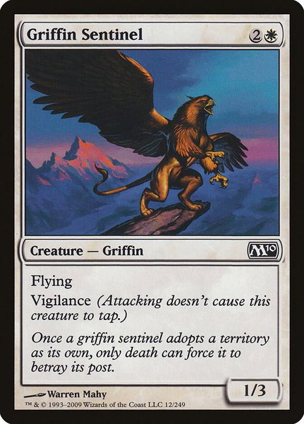 Griffin Sentinel trading card from Magic 2010 (M10) Griffin Sentinel - Magic 2010 (M10) Magic: The Gathering trading card
