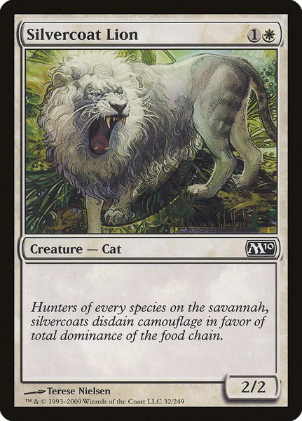 Silvercoat Lion trading card from Magic 2010 (M10) Silvercoat Lion - Magic 2010 (M10) Magic: The Gathering trading card