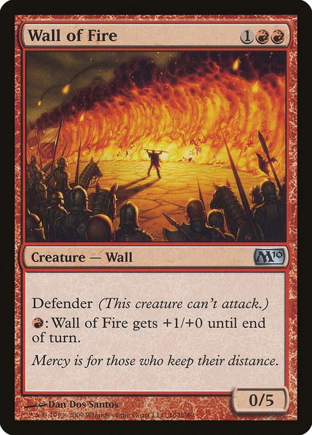 Wall of Fire trading card from Magic 2010 (M10) Wall of Fire - Magic 2010 (M10) Magic: The Gathering trading card