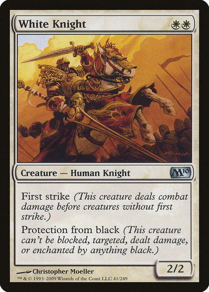 White Knight trading card from Magic 2010 (M10) White Knight - Magic 2010 (M10) Magic: The Gathering trading card