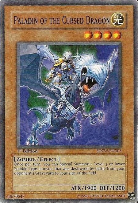 Paladin of the Cursed Dragon trading card from Structure Deck: Zombie World Paladin of the Cursed Dragon - Structure Deck: Zombie World YuGiOh trading card