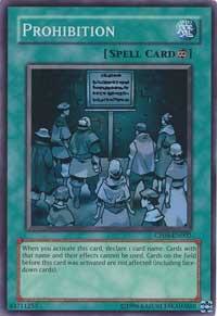 Prohibition trading card from Champion Pack 8 Prohibition - Champion Pack 8 YuGiOh trading card