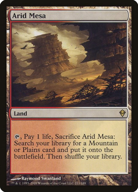 Arid Mesa trading card from Zendikar Arid Mesa - Zendikar Magic: The Gathering trading card