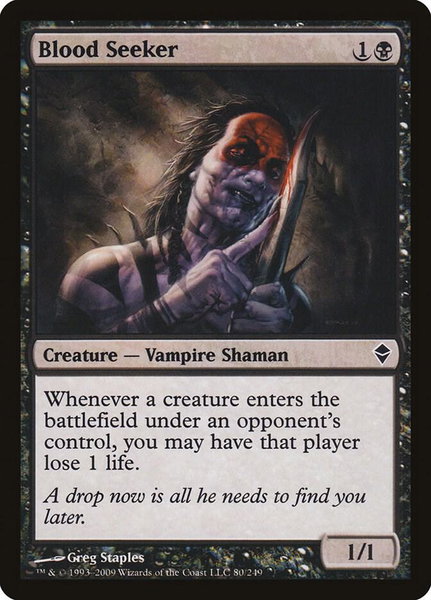 Blood Seeker trading card from Zendikar Blood Seeker - Zendikar Magic: The Gathering trading card