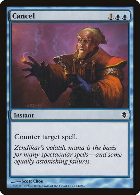 Cancel trading card from Zendikar Cancel - Zendikar Magic: The Gathering trading card