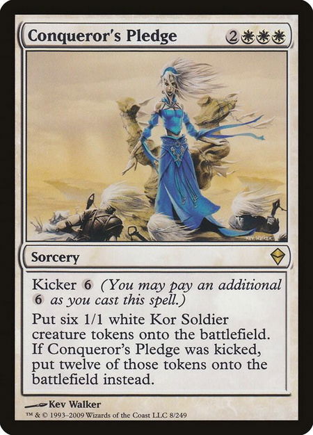 Conqueror's Pledge trading card from Zendikar Conqueror's Pledge - Zendikar Magic: The Gathering trading card