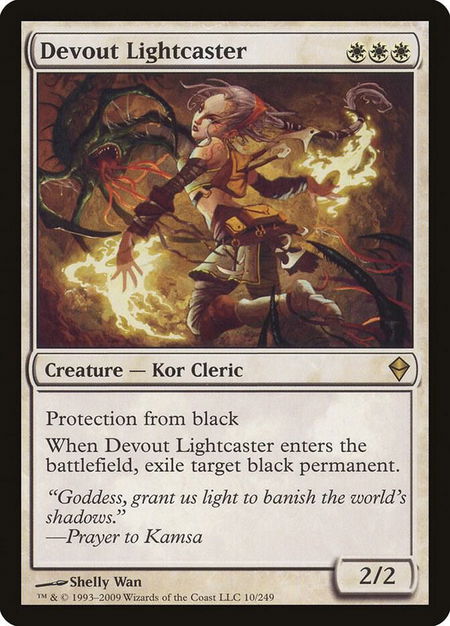 Devout Lightcaster trading card from Zendikar Devout Lightcaster - Zendikar Magic: The Gathering trading card