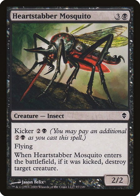Heartstabber Mosquito trading card from Zendikar Heartstabber Mosquito - Zendikar Magic: The Gathering trading card