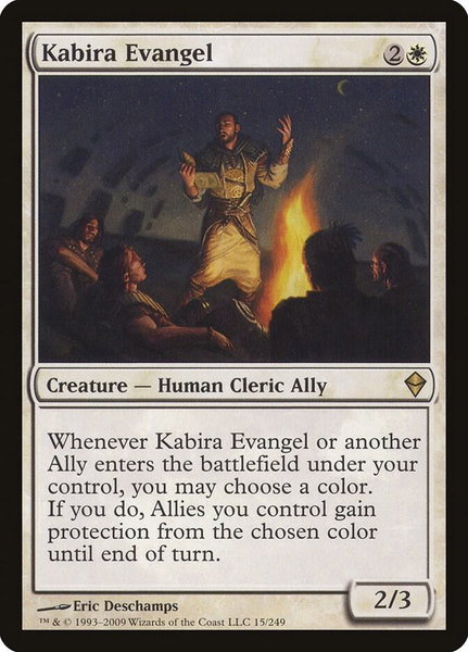 Kabira Evangel trading card from Zendikar Kabira Evangel - Zendikar Magic: The Gathering trading card