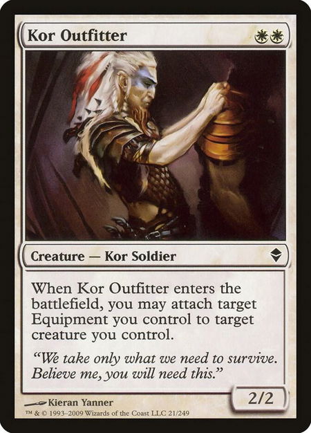 Kor Outfitter trading card from Zendikar Kor Outfitter - Zendikar Magic: The Gathering trading card