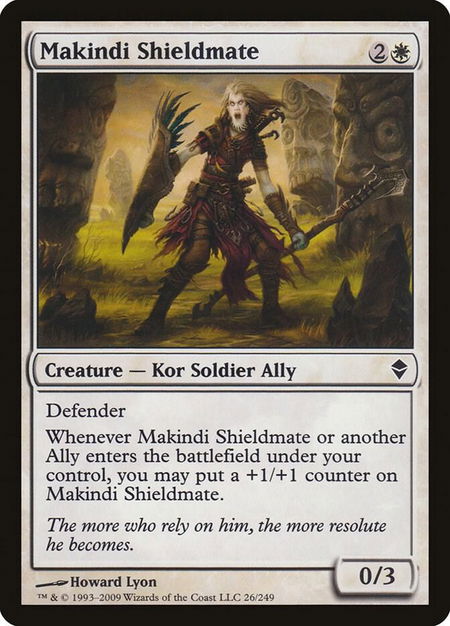 Makindi Shieldmate trading card from Zendikar Makindi Shieldmate - Zendikar Magic: The Gathering trading card