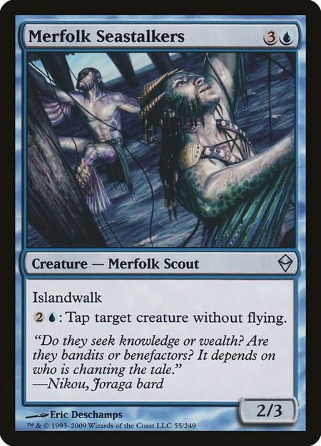 Merfolk Seastalkers trading card from Zendikar Merfolk Seastalkers - Zendikar Magic: The Gathering trading card