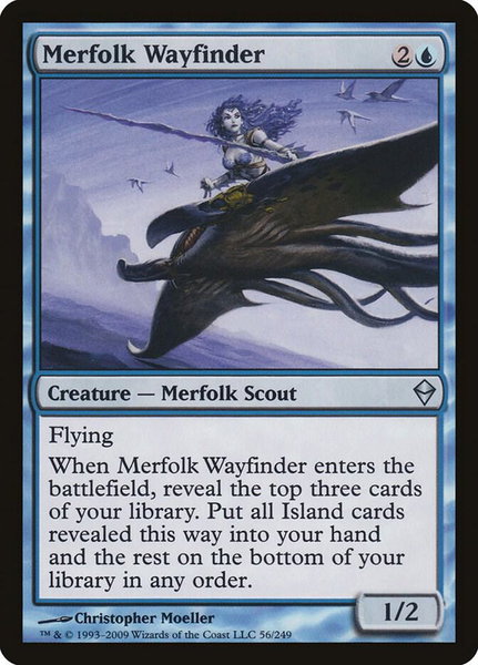 Merfolk Wayfinder trading card from Zendikar Merfolk Wayfinder - Zendikar Magic: The Gathering trading card