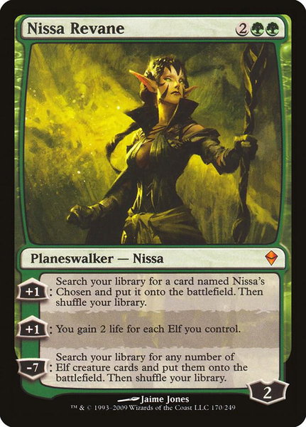 Nissa Revane trading card from Zendikar Nissa Revane - Zendikar Magic: The Gathering trading card
