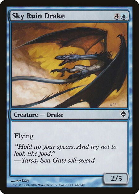 Sky Ruin Drake trading card from Zendikar Sky Ruin Drake - Zendikar Magic: The Gathering trading card