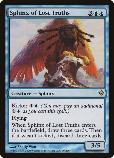 Sphinx of Lost Truths trading card from Zendikar Sphinx of Lost Truths - Zendikar Magic: The Gathering trading card