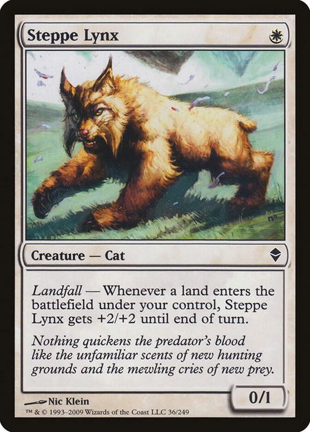 Steppe Lynx trading card from Zendikar Steppe Lynx - Zendikar Magic: The Gathering trading card
