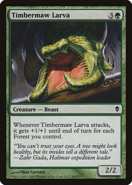 Timbermaw Larva trading card from Zendikar Timbermaw Larva - Zendikar Magic: The Gathering trading card