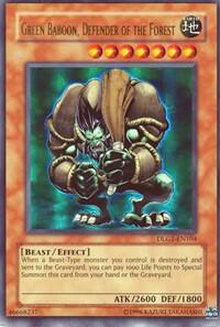 Green Baboon, Defender of the Forest - Dark Legends YuGiOh trading card