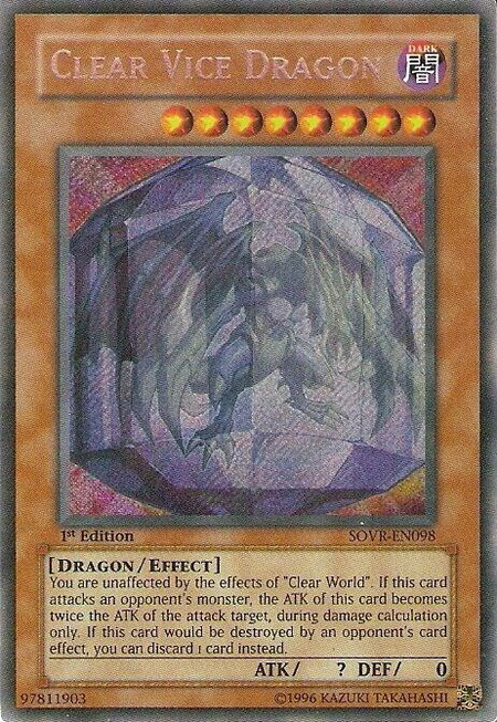 Clear Vice Dragon trading card from Stardust Overdrive Clear Vice Dragon - Stardust Overdrive YuGiOh trading card
