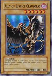 Ally of Justice Clausolas trading card from Hidden Arsenal Ally of Justice Clausolas - Hidden Arsenal YuGiOh trading card