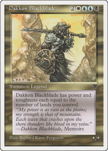 Dakkon Blackblade trading card from Chronicles Dakkon Blackblade - Chronicles Magic: The Gathering trading card