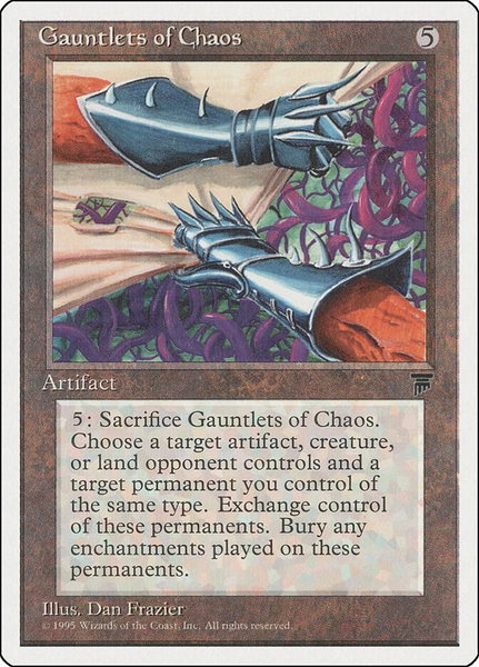 Gauntlets of Chaos trading card from Chronicles Gauntlets of Chaos - Chronicles Magic: The Gathering trading card