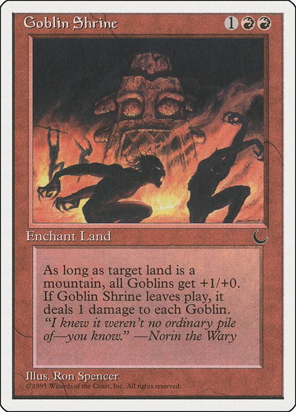 Goblin Shrine trading card from Chronicles Goblin Shrine - Chronicles Magic: The Gathering trading card