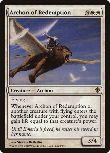 Archon of Redemption trading card from Worldwake Archon of Redemption - Worldwake Magic: The Gathering trading card