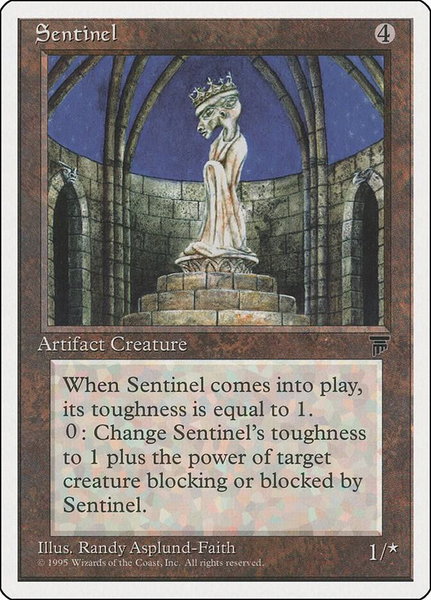 Sentinel trading card from Chronicles Sentinel - Chronicles Magic: The Gathering trading card