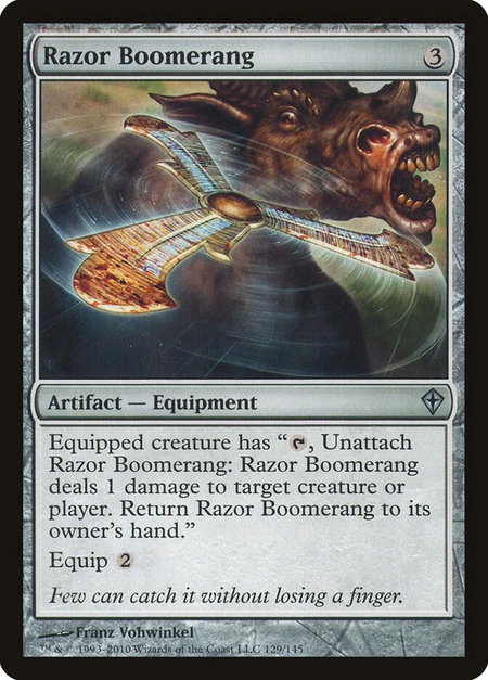 Razor Boomerang trading card from Worldwake Razor Boomerang - Worldwake Magic: The Gathering trading card