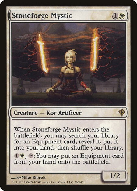 Stoneforge Mystic trading card from Worldwake Stoneforge Mystic - Worldwake Magic: The Gathering trading card