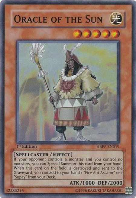 Oracle of the Sun trading card from Absolute Powerforce Oracle of the Sun - Absolute Powerforce YuGiOh trading card