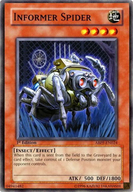Informer Spider trading card from Absolute Powerforce Informer Spider - Absolute Powerforce YuGiOh trading card